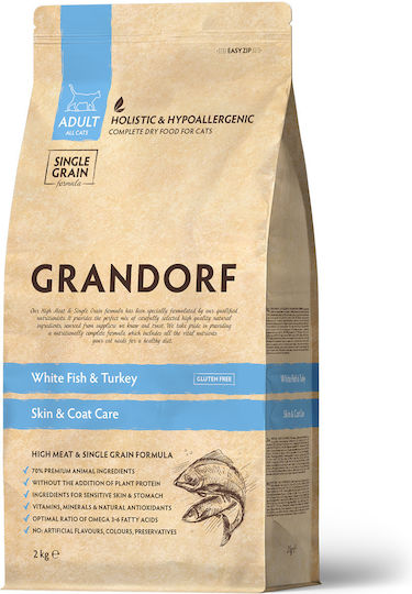 Grandorf Skin & Coat Care Ξηρά Τροφή για Ενήλικες Γάτες με Ψάρια / Καλαμπόκι / Κοτόπουλο 0.4kg