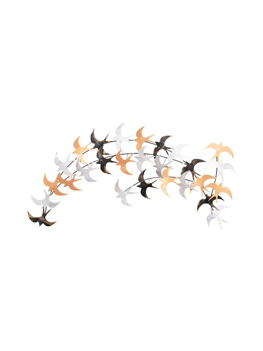 HomeMarkt Wall Decor Birds Multicolour Made of Metallic 131x7cm