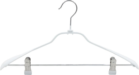 White Metallic Clothes Hanger Clips Pvc Coating