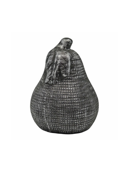 Pear Ceramic Decorative Embossed Texture Anthracite Silver Color 9x9x12.4cm Ankor Ankor 840311