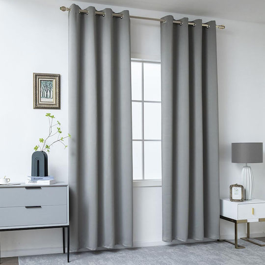 Chios Hellas Blackout Curtains With Grommets Light Grey 140x260cm Chios Hellas Blackout Curtains With Grommets Light Grey 140x260cm