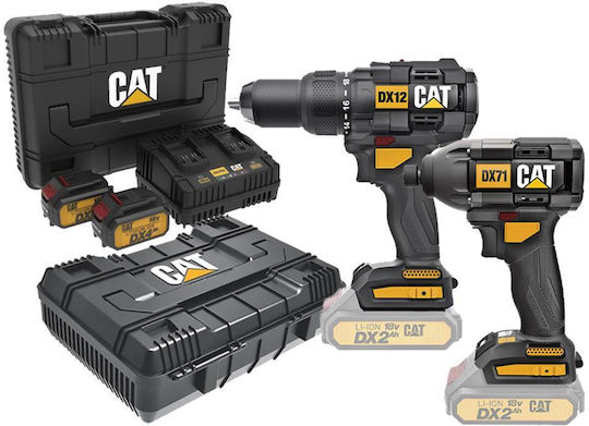 CAT COMBO-05 Σετ Κρουστικό Δραπανοκατσάβιδο & Παλμικό Κατσαβίδι 18V με 2 Μπαταρίες 4Ah και Θήκη