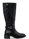 Synthetic Leather Riding Boots Black