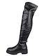 Synthetic Leather Medium Heel Women's Boots Black