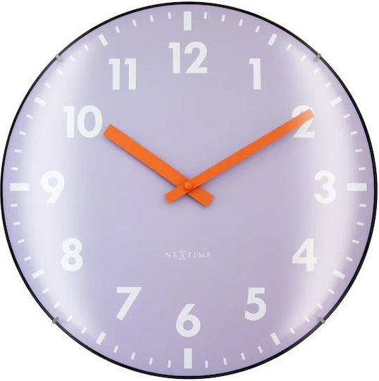 Ρολόι Τοίχου Γυάλινο Λεβάντα Domed Glass Lens-silent-glass-nextime 'duomo' 3542la 35cm Ø