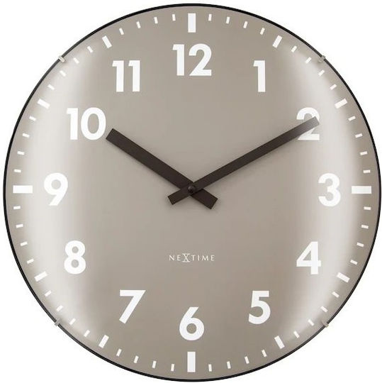 Ρολόι Τοίχου 35cm Χακί Domed Glass Lens-silent-glass-nextime 'duomo' 3542ki Ρολόι Τοίχου 35cm Χακί Domed Glass Lens-silent-glass-nextime 'duomo' 3542ki