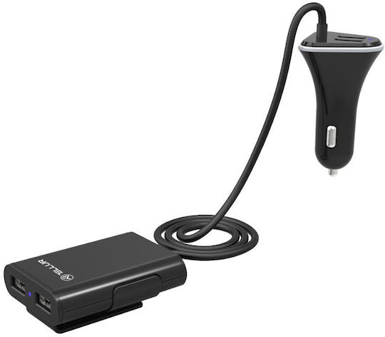 Tellur разклонител за автомобилно зарядно устройство 4*USB 9.6A 1.8m черен