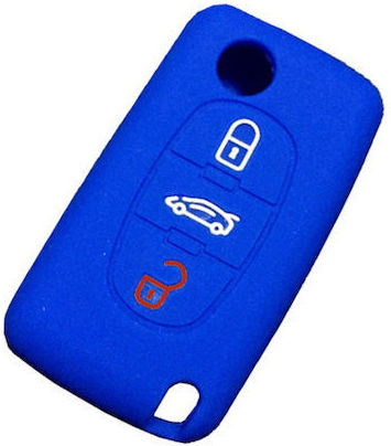 Car Key Cover Case 3buttons made of with 3 Buttons for Citroen / Peugeot in Blue Color