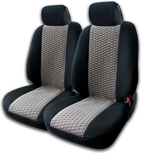 3Lines Car Seat Back Set 2pcs Velvet Black / Gray