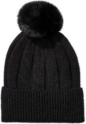 Tiffosi Pom Pom Beanie Γυναικείος Σκούφος Πλεκτός σε Μαύρο χρώμα
