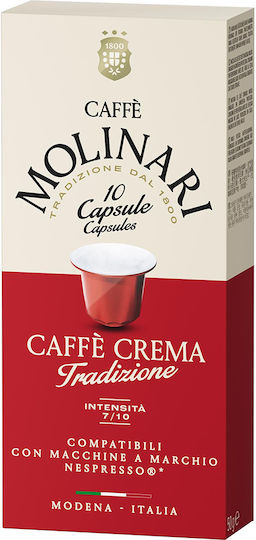 Κάψουλες Nespresso Συμβατές Molinari Tradizione Caffe Crema 10 Τεμάχια