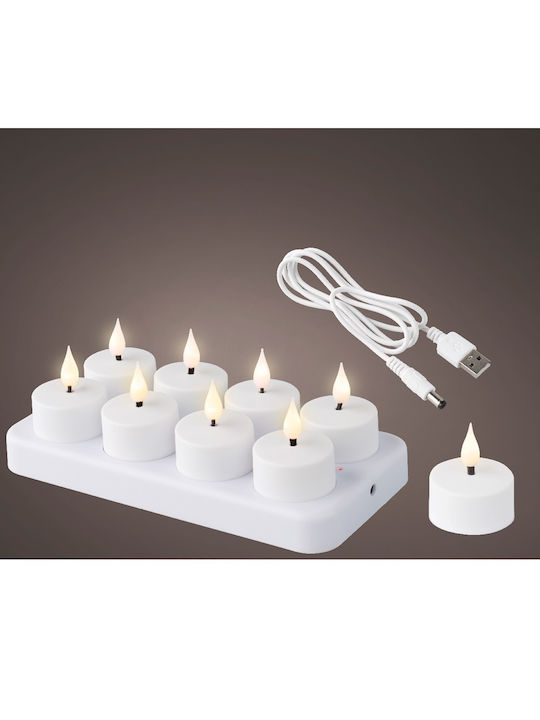 Lumineo Christmas Plastic White Battery Candle 4.58x4cm 8pcs