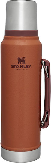 Stanley Classic Legendary Bottle Thermos Stainless Steel / Plastic BPA Free 1lt Hammertone Clay with Handle