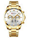 Curren Men's Watch 47mm Chronograph Battery with Gold Metal Bracelet
