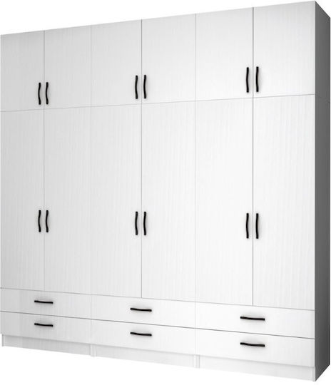 Ricardo Εξάφυλλη Ντουλάπα με Πατάρι 240x51.8x240cm Λευκό Ricardo Εξάφυλλη Ντουλάπα με Πατάρι 240x51.8x240cm Λευκό