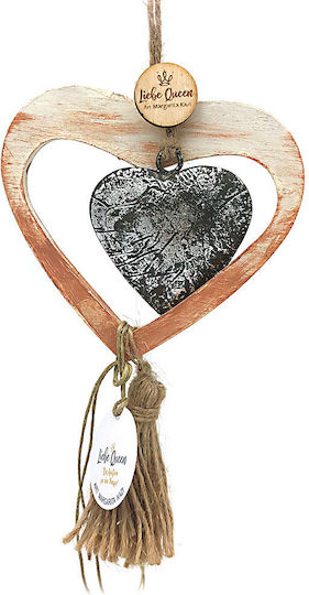 LiebeQueen Suspendata Amulet Inima Portocaliu din Lemn 1buc
