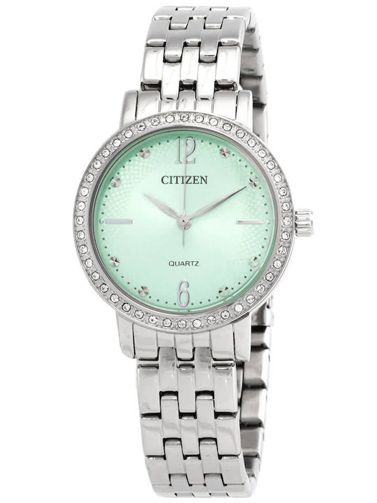 Citizen Γυναικείο Ρολόι 31mm Μπαταρίας με Ασημί Μεταλλικό Μπρασελέ