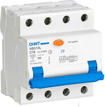 Chint Circuit Breaker Rcbo Nb310l/3n 3p+n C20 30ma A 6ka Nb310l3pn30maa20c
