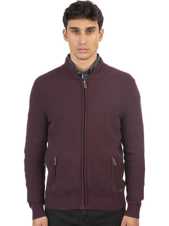 Double Herren Strickjacke Burgundisch
