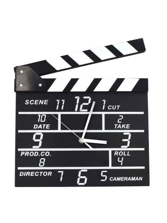 Ceas de Perete Clapperboard Metalic Negru Decorativ