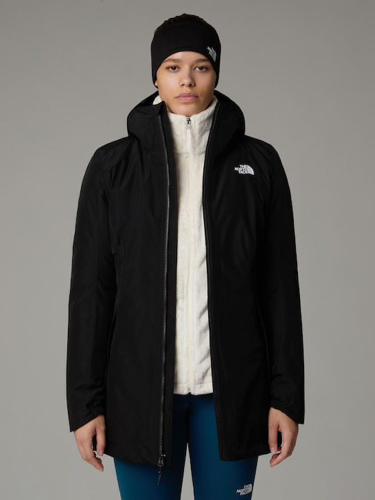 Hikesteller Insulated Women's for Hiking Long Parka Jacket Waterproof for Winter with Hood Tnf Black