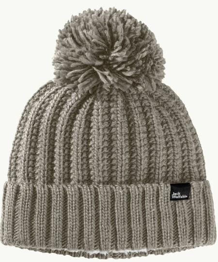 Beanie Unisex Fleece Σκούφος Πλεκτός σε Μπεζ χρώμα