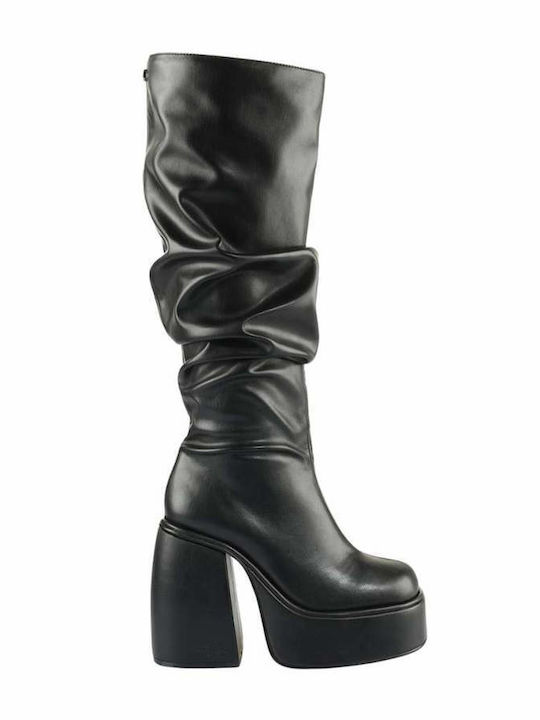 Buffalo Leather Women's Boots with Zipper Black