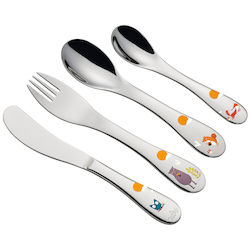 Cilio Baby Cutlery Set Forest - Animals of the Forest made of Metal Silver 4pcs Cilio Baby Cutlery Set Forest - Animals of the Forest made of Metal Silver 4pcs