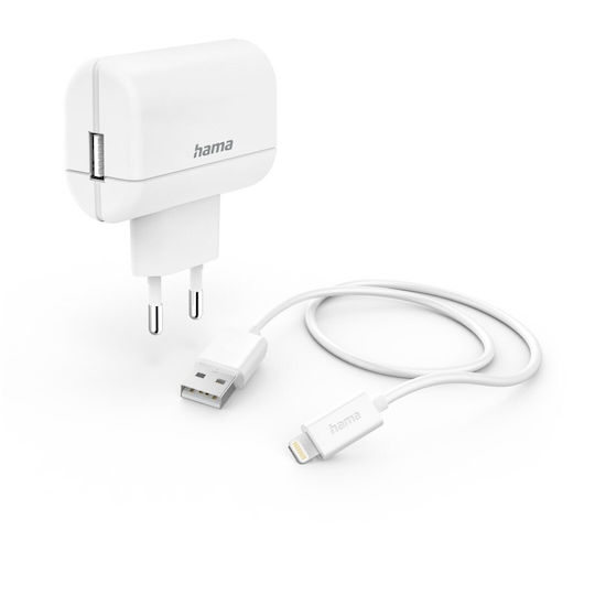 HAMA Încărcător cu Port USB-A și Cablu Lightning 12W Albς (00201619)