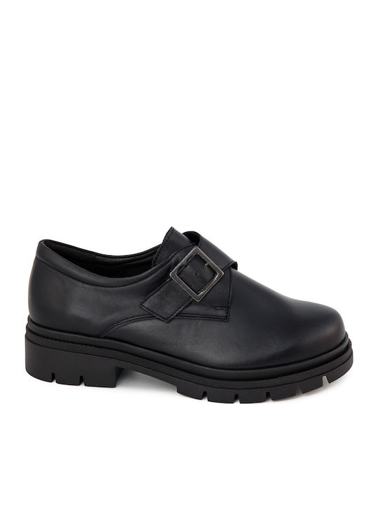 Leather Women's Moccasins in Black Color