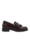 Leather Women's Loafers in Burgundy Color
