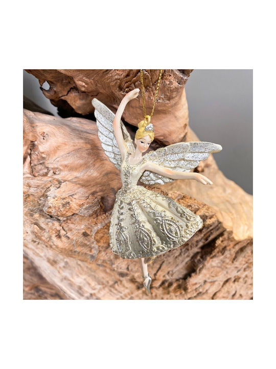 Hanging Ornament Angel Ceramic Gold 7x12cm