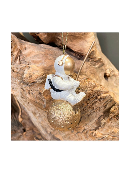 Astronaut Hanging Ornament Ceramic Gold 5x10cm