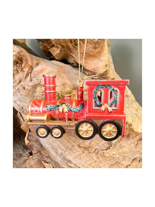 Hanging Ornament Train Plastic Red