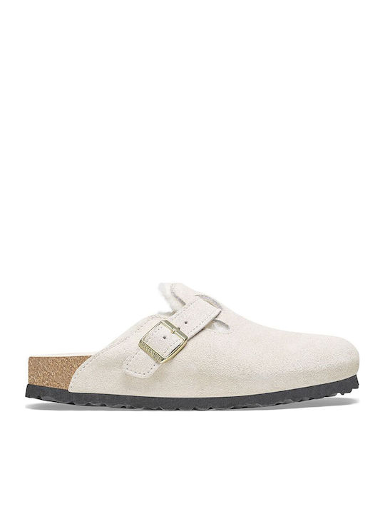 Birkenstock Boston Shearling Suede Papuci de Damă de Iarnă cu