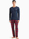 Emporio Armani Men's Winter Checked Pajamas Set Marine-check, Marine Red