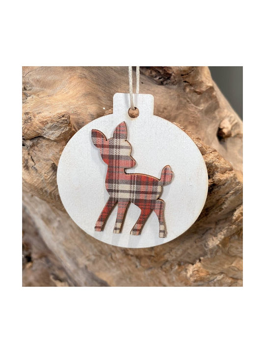 Hanging Ornament Deer Wooden Red 7x8cm