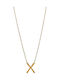 Halskette Kette Stahl Gold Buchstabe X
