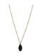 Chain Necklace Steel Gold Black Zircon Crystal