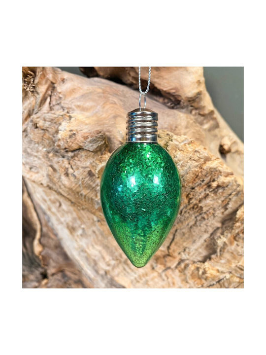 Hanging Ornament Glass Green with Glitter