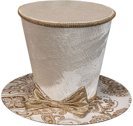 Dekorativer Weihnachtsmütze Samtschleife Glitzer Beige Gold 16x16x12cm