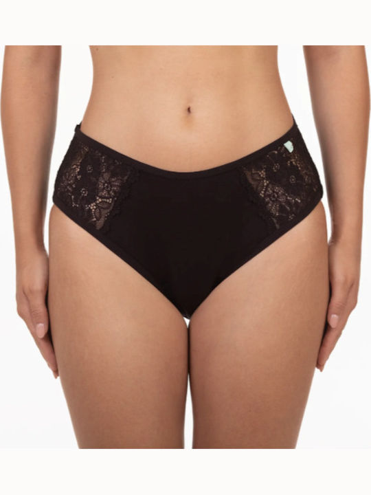 Damen-Slip Menstruell mit Spitze Schwarz