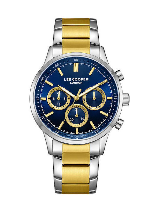 Lee Cooper Ανδρικό Ρολόι 43.5mm Χρονογράφος Μπαταρίας με Χρυσό Μεταλλικό Μπρασελέ