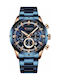 Curren Men's Watch 47mm Chronograph Battery with Blue Metal Bracelet