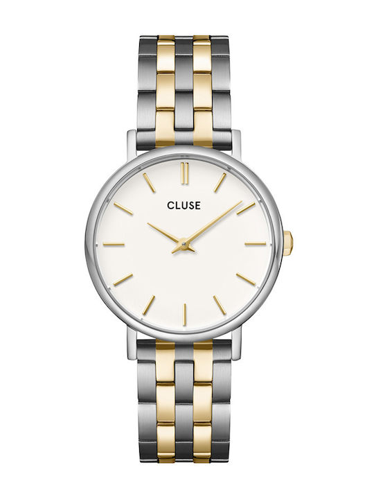 Cluse Pavane Petite Damen Uhr mit Gold Metallarmband