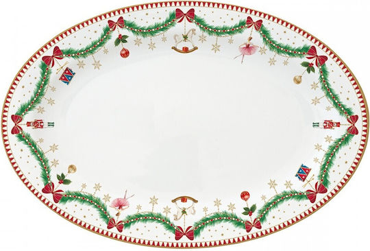 Easylife Christmas Platter Porcelain Multicolored L35xW23.5cm.