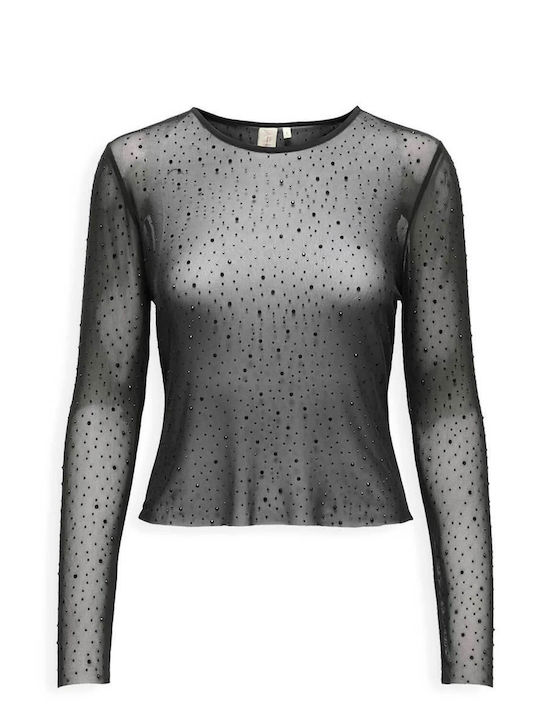 Only Life Women's Blouse Long Sleeve Animal Print Black