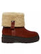 Suede Women's Ankle Boots with Fur Tabac Brown