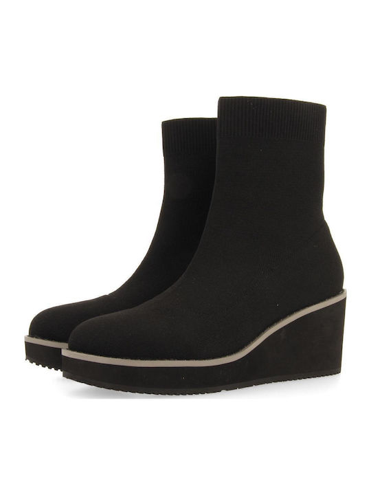 Ghete dama de piele cu platformă Negru