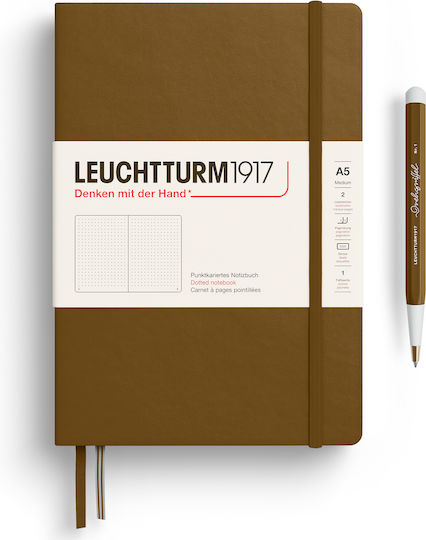 Leuchtturm1917 L Notebook Notizbuch 125 Blätter A5 mit Punkten und Gummiband Braun